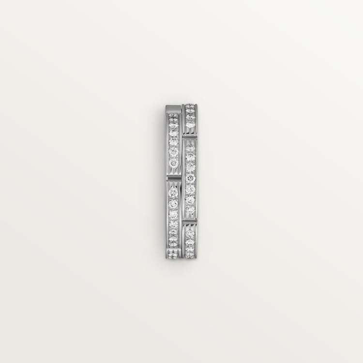MAILLON PANTHÈRE THIN WEDDING BAND, 2 HALF DIAMOND-PAVED ROWS