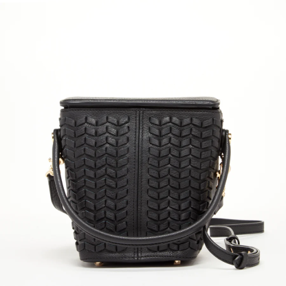 Black Leather Weave Bag