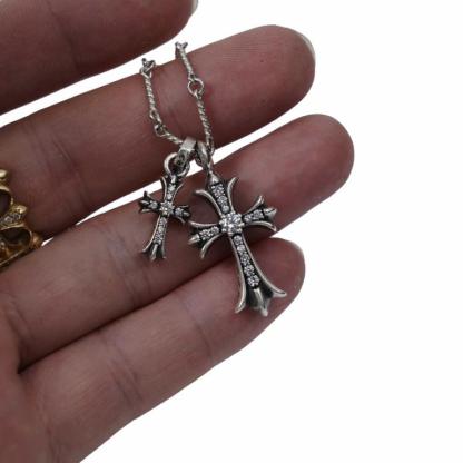 SMALL CROSS AND BABYFAT CHARM NECKLACE WITH DIAMONDS