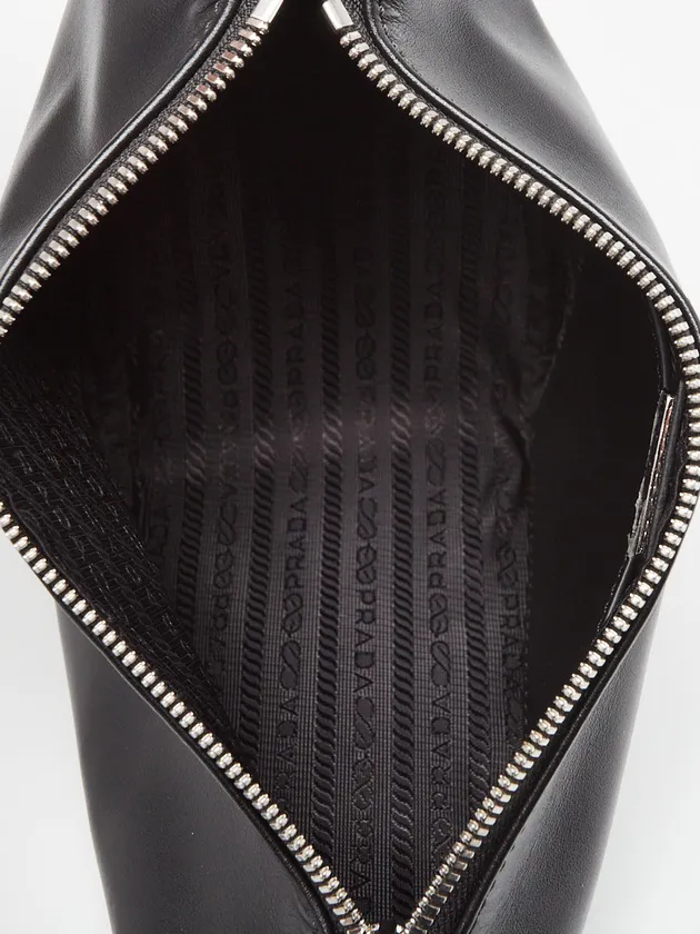 Triangle Logo Zip Crossbody Bag Soft Leather Small