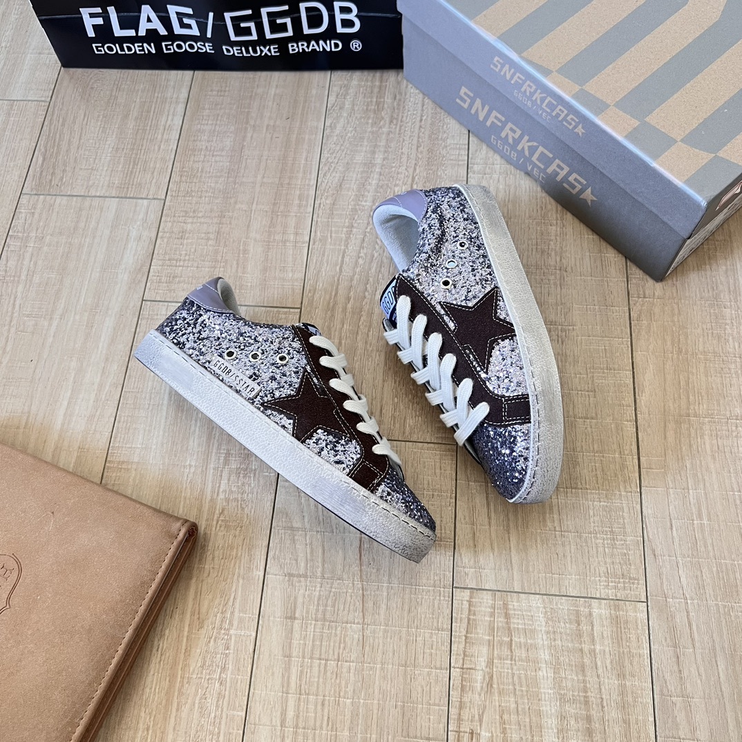 Deluxe Brand Black/Silver Glitter Superstar Sneakers