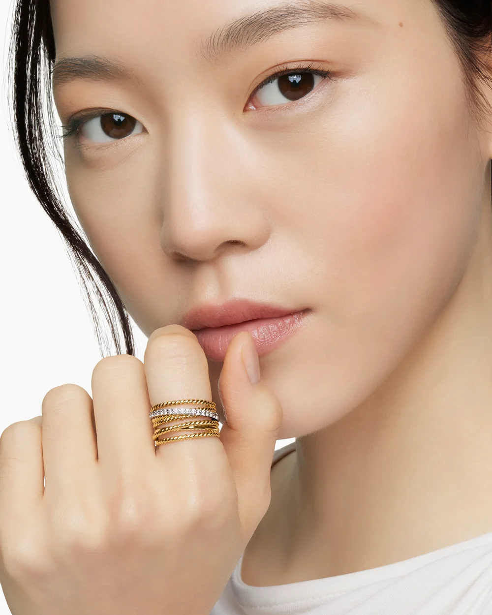 Crossover Ring 18K Yellow Gold with Diamonds