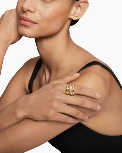 Pavé Crossover Five Row Ring 18K Yellow Gold with Diamonds