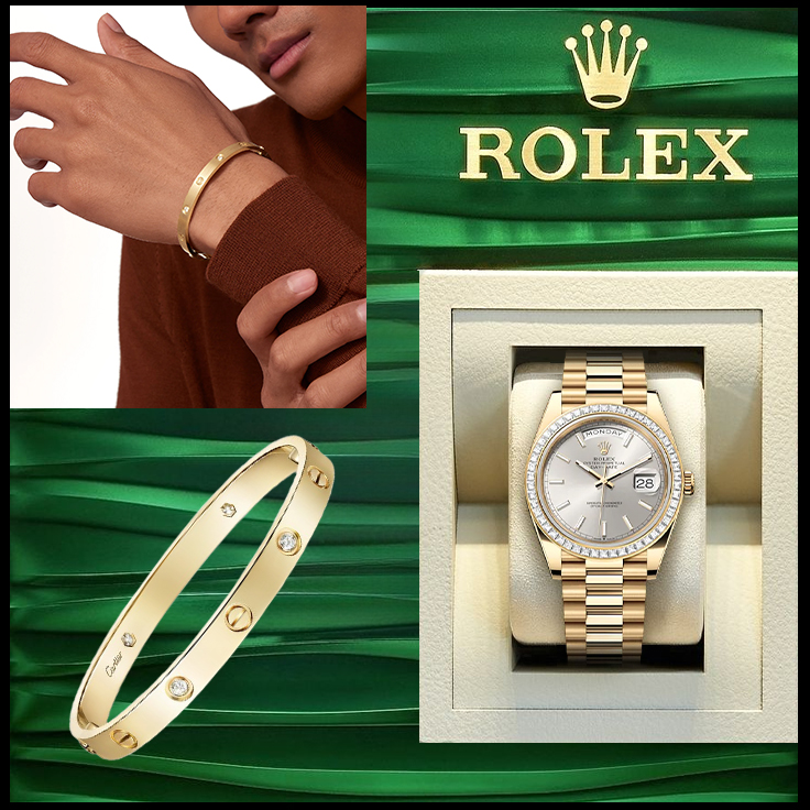 LOVE BRACELET, CLASSIC MODEL, 4 DIAMONDS & DAY-DATE 40