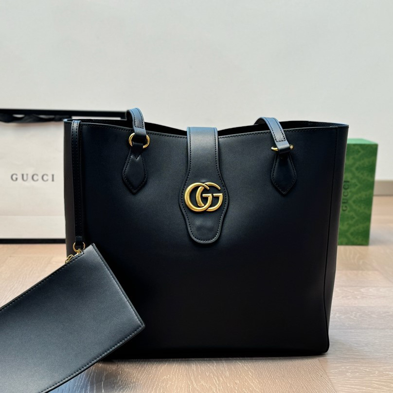 New Sakai Calfskin Lux Medium Dahlia Tote Black