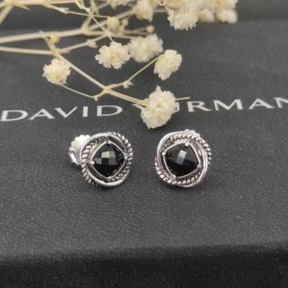 Infinity Stud Earrings Sterling Silver with Black Onyx, 13mm