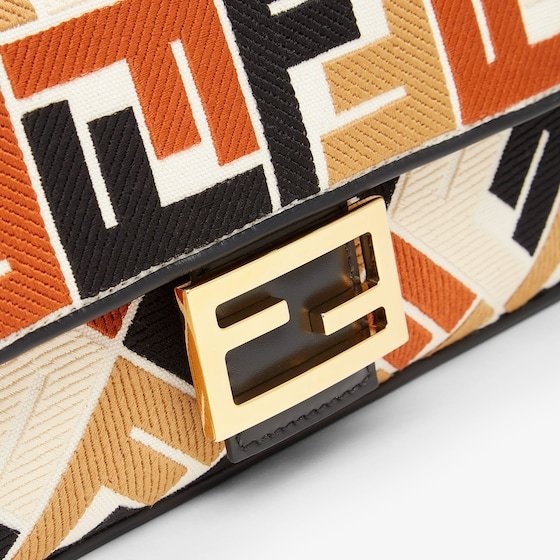 Baguette Multicolor canvas bag with FF embroidery