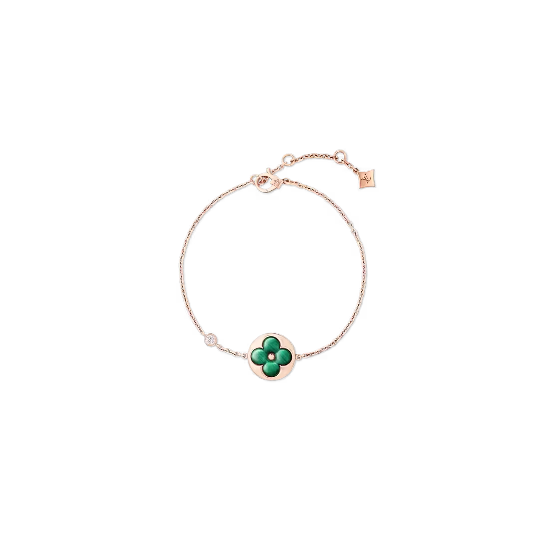 Color Blossom BB Sun Bracelet, Pink Gold, Malachite and Diamond