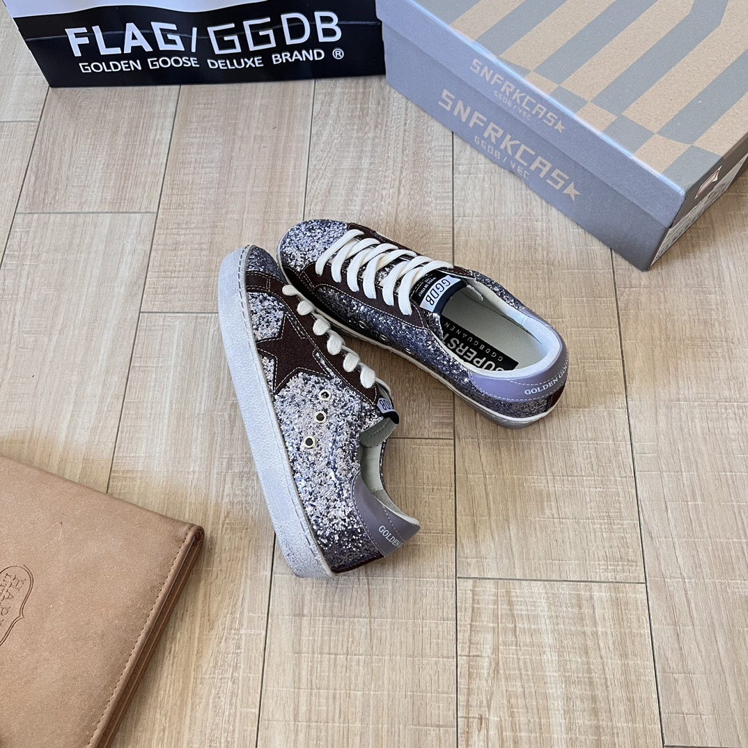 Deluxe Brand Black/Silver Glitter Superstar Sneakers