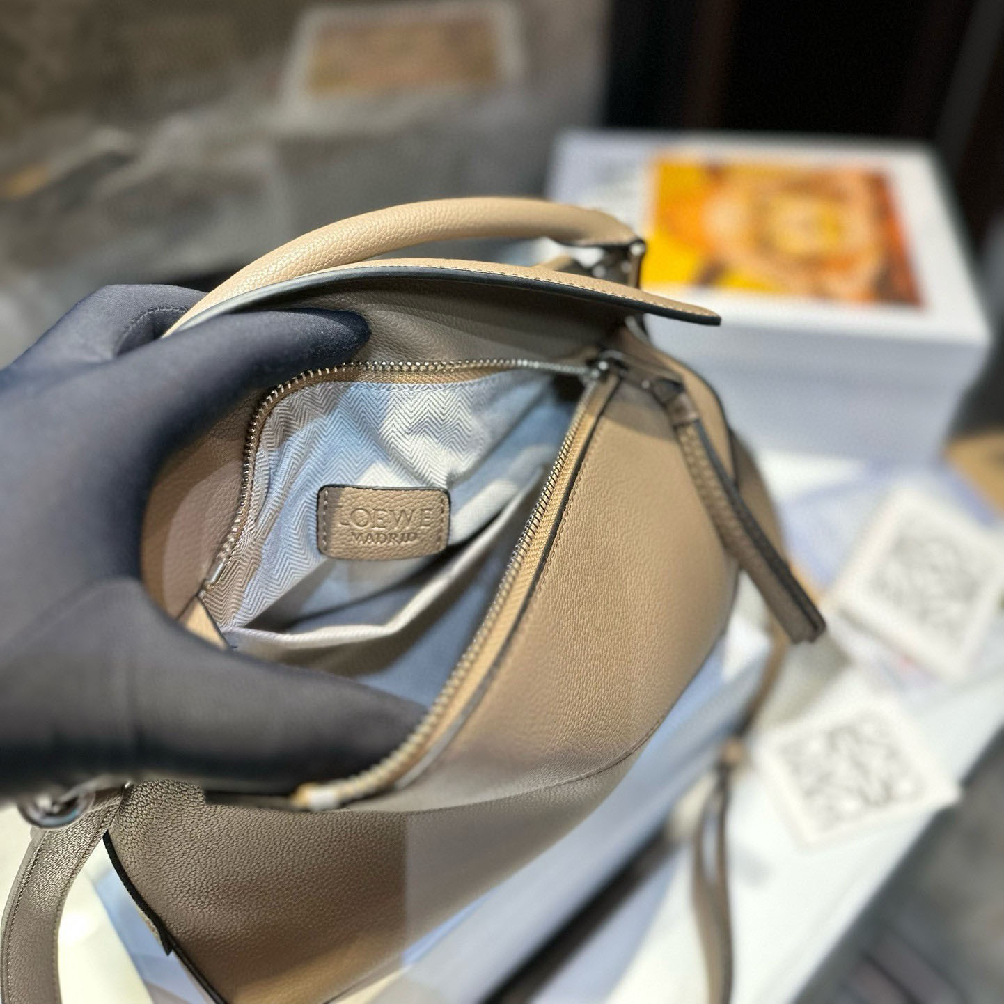 Puzzle bag in soft grained calfskin