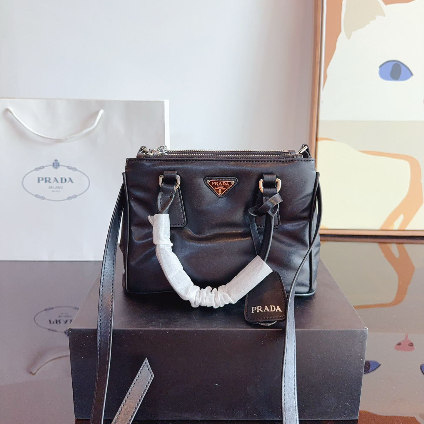 Galleria small Saffiano patent leather bag