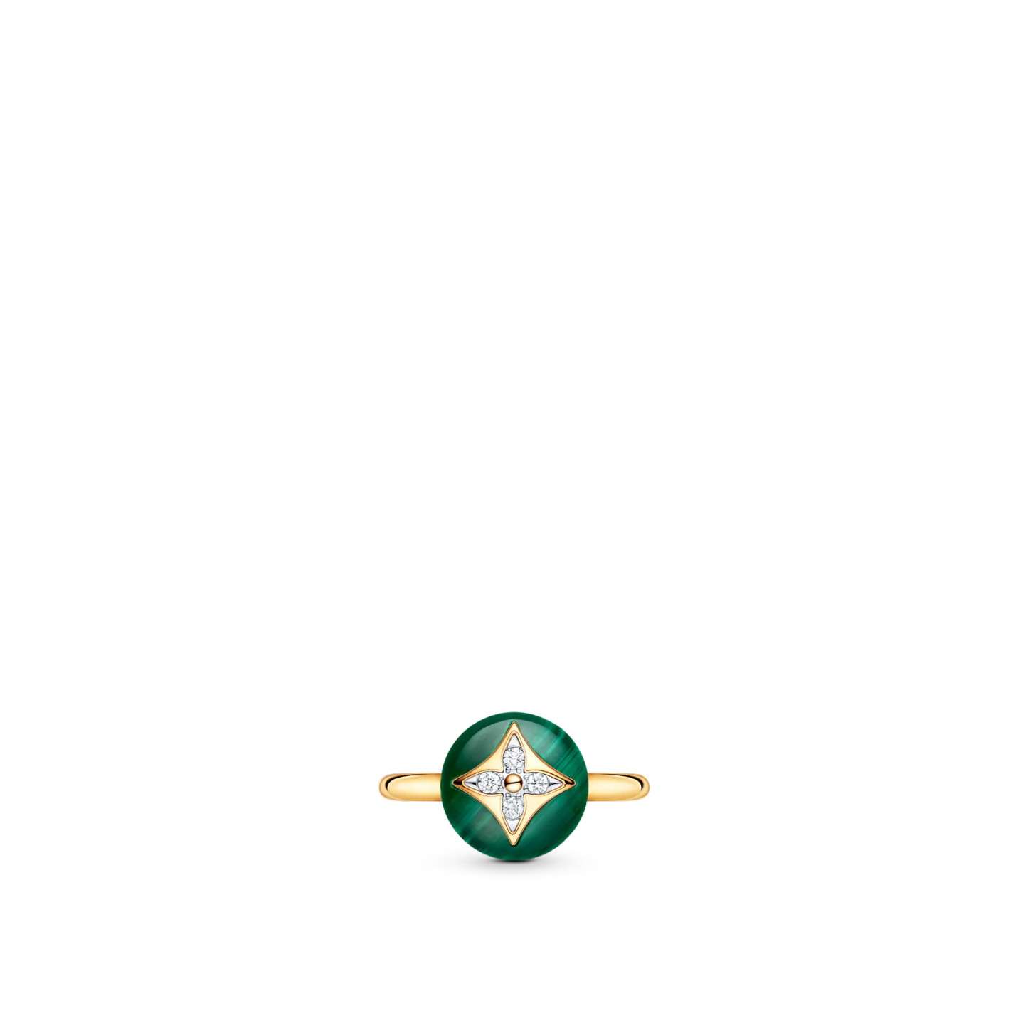 B Blossom Ring, Yellow Gold, White Gold, Malachite And Diamonds