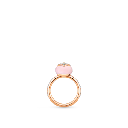 B Blossom Ring, Pink Gold, White Gold, Pink Opal And Pave Diamond