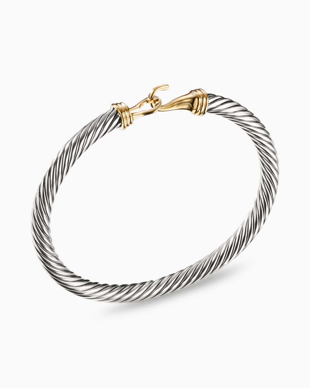 Buckle Classic Cable Bracelet Sterling Silver with 14K Yellow Gold, 5mm