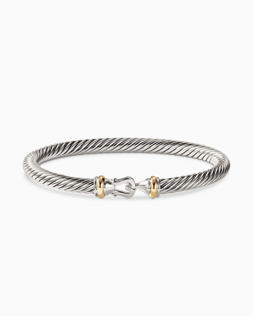 Buckle Classic Cable Bracelet Sterling Silver with 18K Yellow Gold, 5mm
