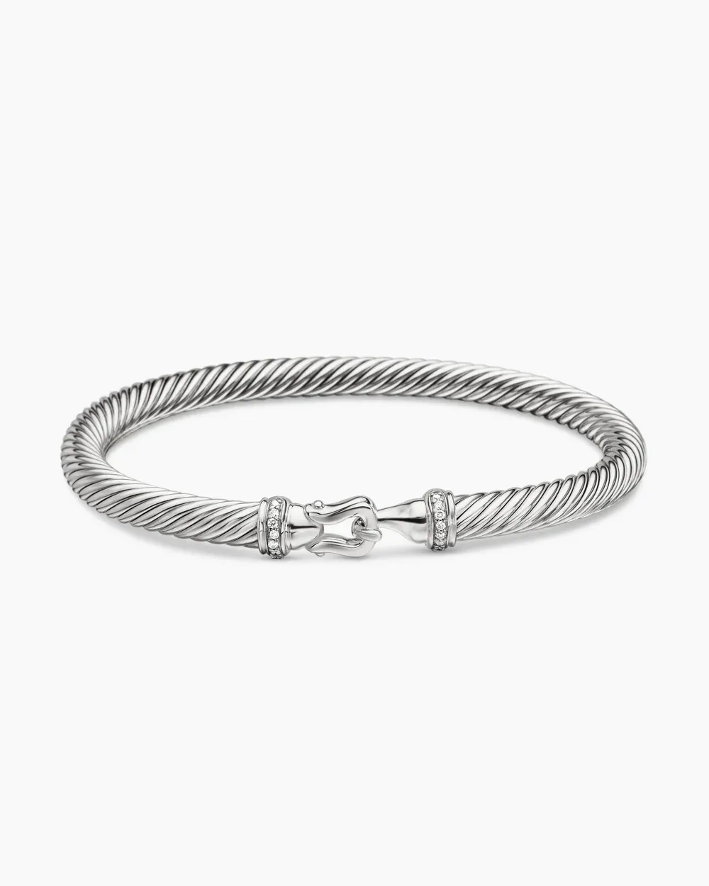 Buckle Classic Cable Bracelet Sterling Silver with Diamonds, 4mm