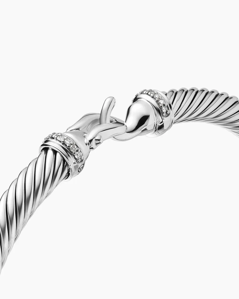 Buckle Classic Cable Bracelet Sterling Silver with Diamonds, 4mm