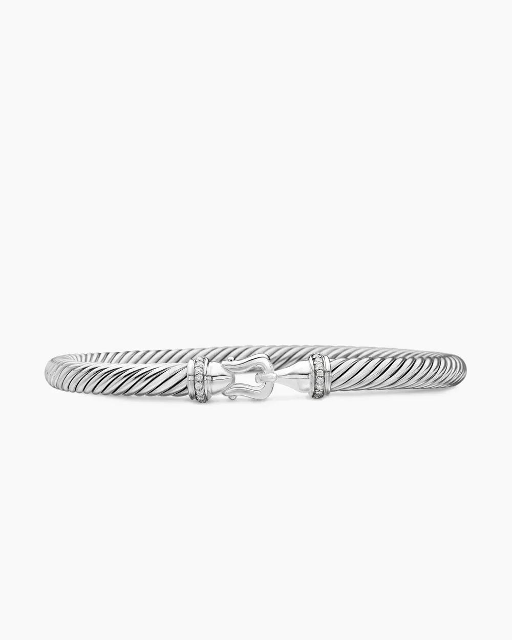 Buckle Classic Cable Bracelet Sterling Silver with Diamonds, 4mm