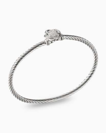 Infinity Bracelet Sterling Silver with Diamonds, 3mm