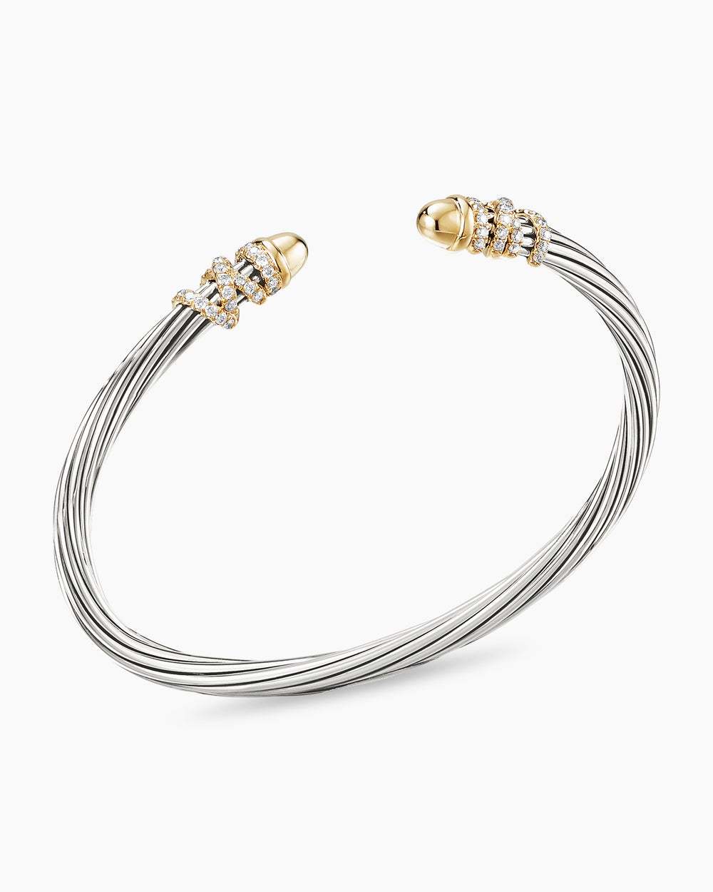 Helena Bracelet Sterling Silver with 18K Yellow Gold Domes and Diamonds, 4mm