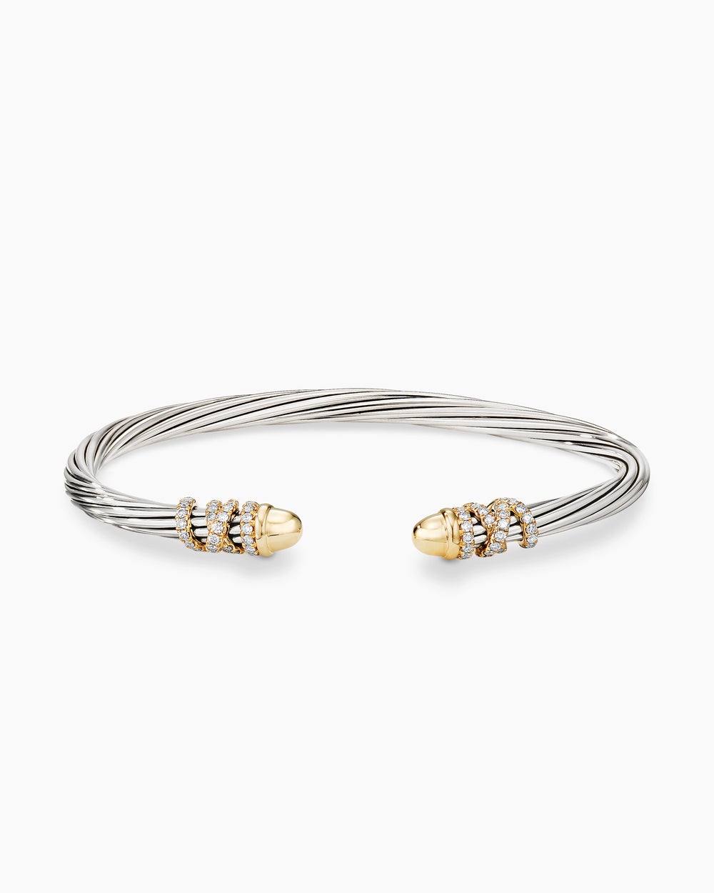 Helena Bracelet Sterling Silver with 18K Yellow Gold Domes and Diamonds, 4mm