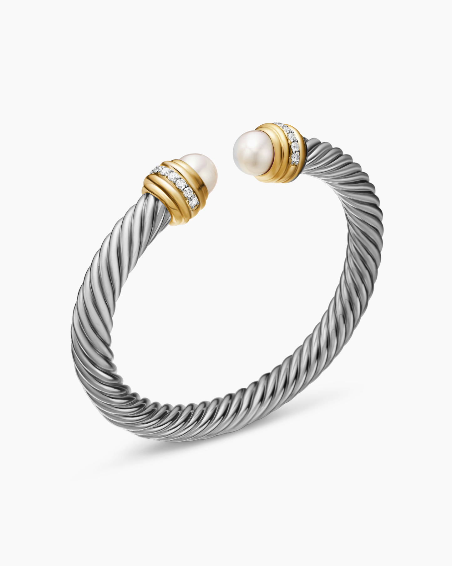 Classic Cablespira® Bracelet 18K Yellow Gold with Pearls and Diamonds, 7mm