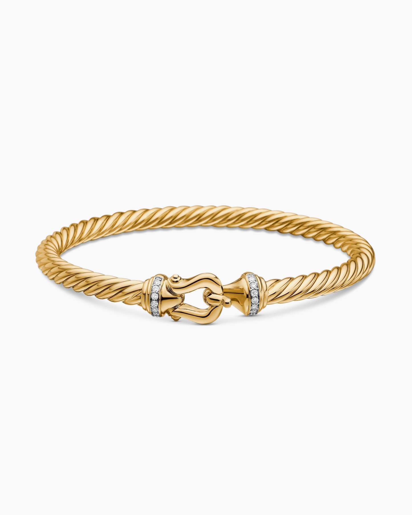 Buckle Cablespira® Bracelet 18K Yellow Gold with Diamonds, 5mm