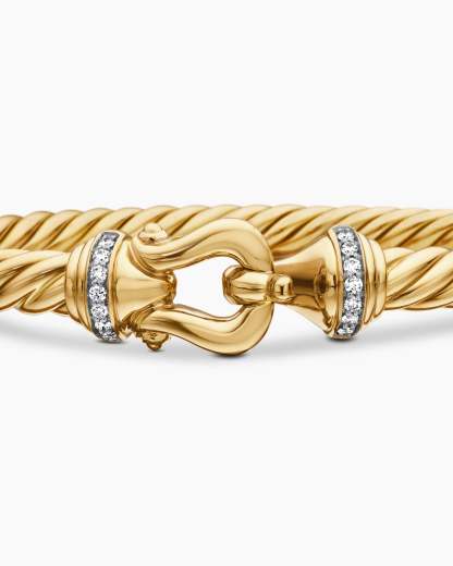 Buckle Cablespira® Bracelet 18K Yellow Gold with Diamonds, 5mm