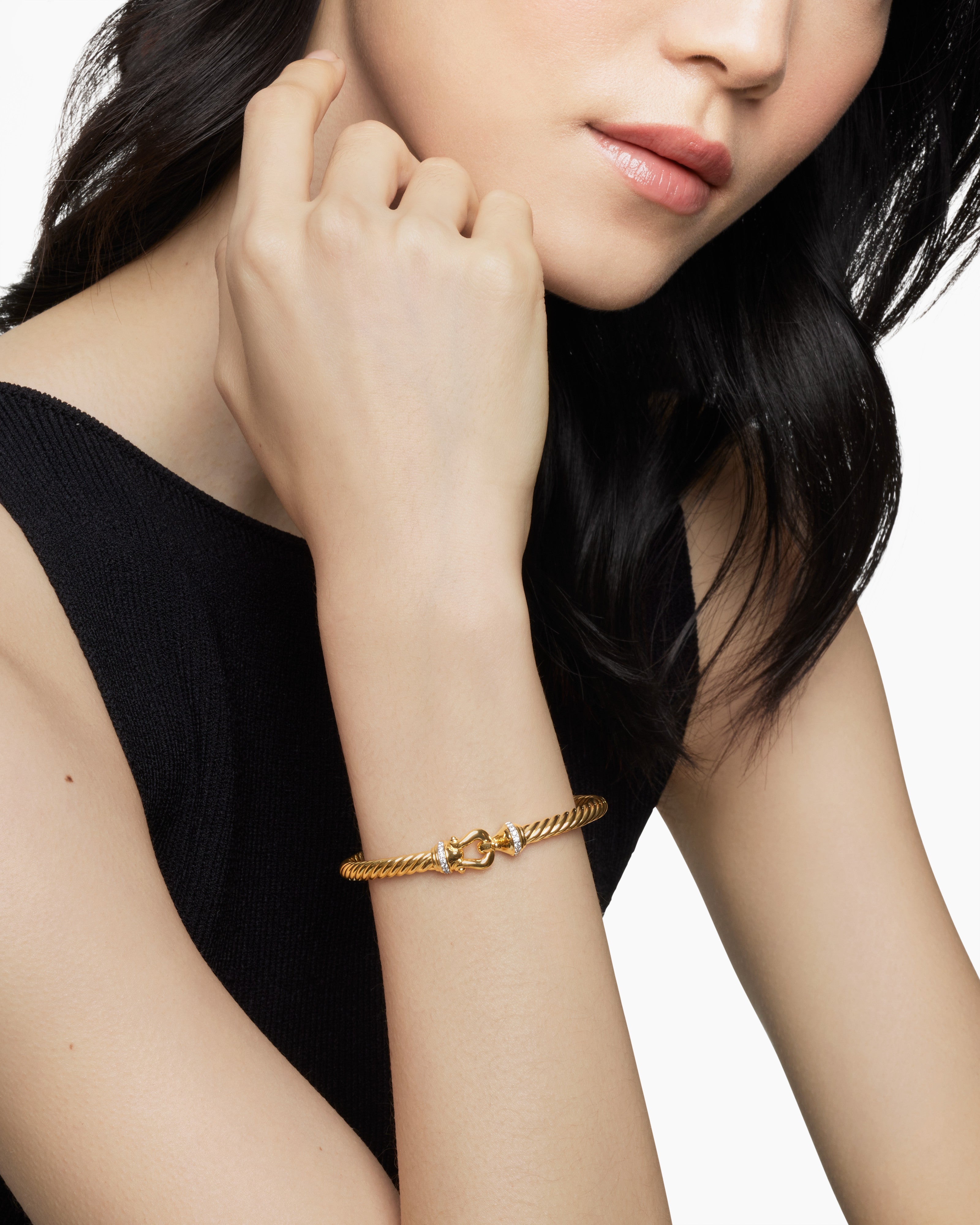 Buckle Cablespira® Bracelet 18K Yellow Gold with Diamonds, 5mm