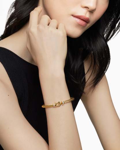 Buckle Cablespira® Bracelet 18K Yellow Gold with Diamonds, 5mm