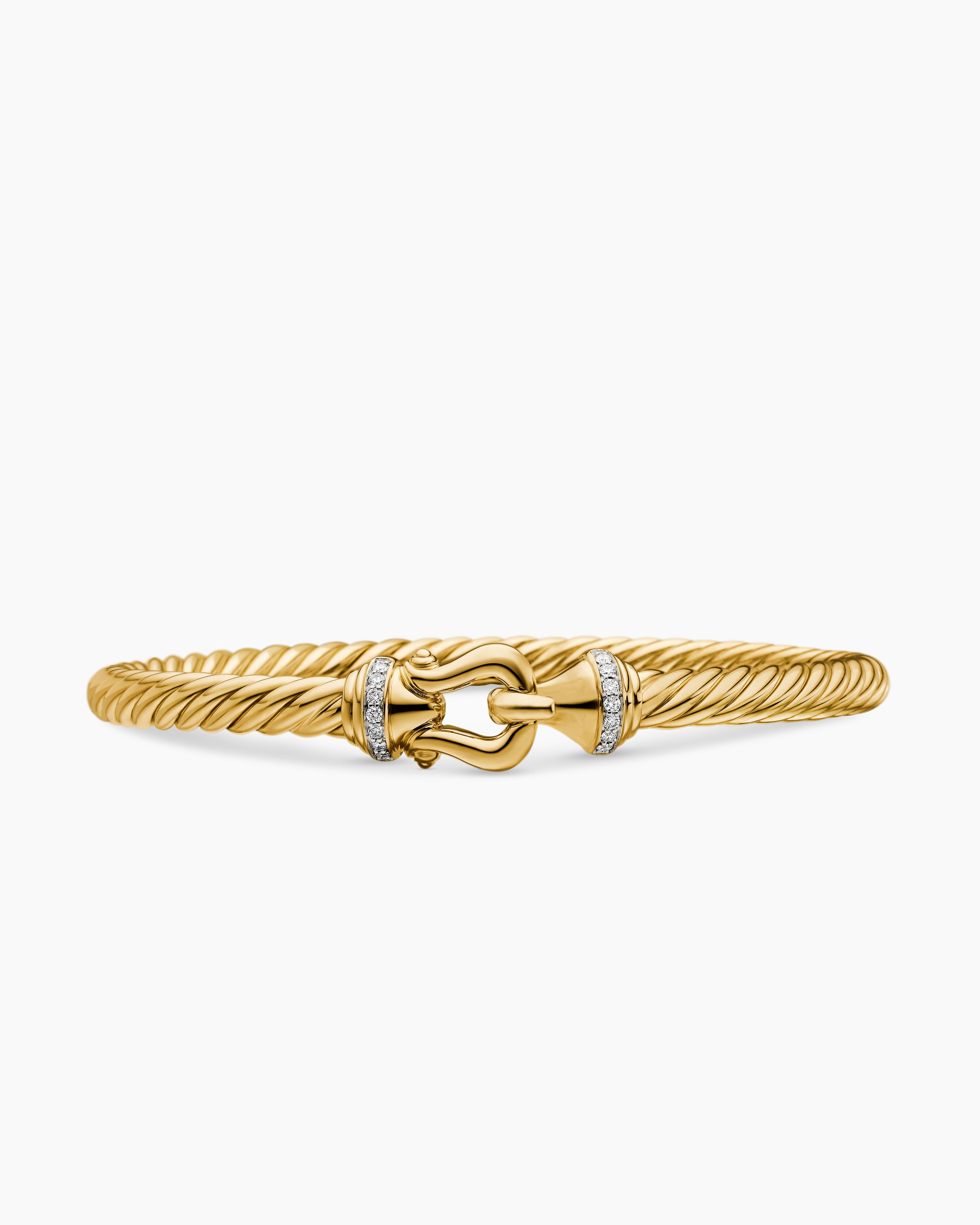Buckle Cablespira® Bracelet 18K Yellow Gold with Diamonds, 5mm