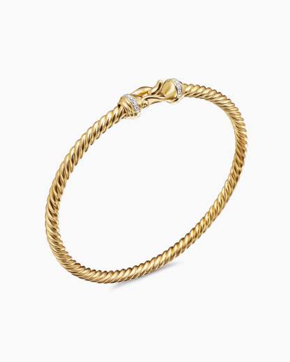 Buckle Cablespira® Bracelet 18K Yellow Gold with Diamonds, 4mm