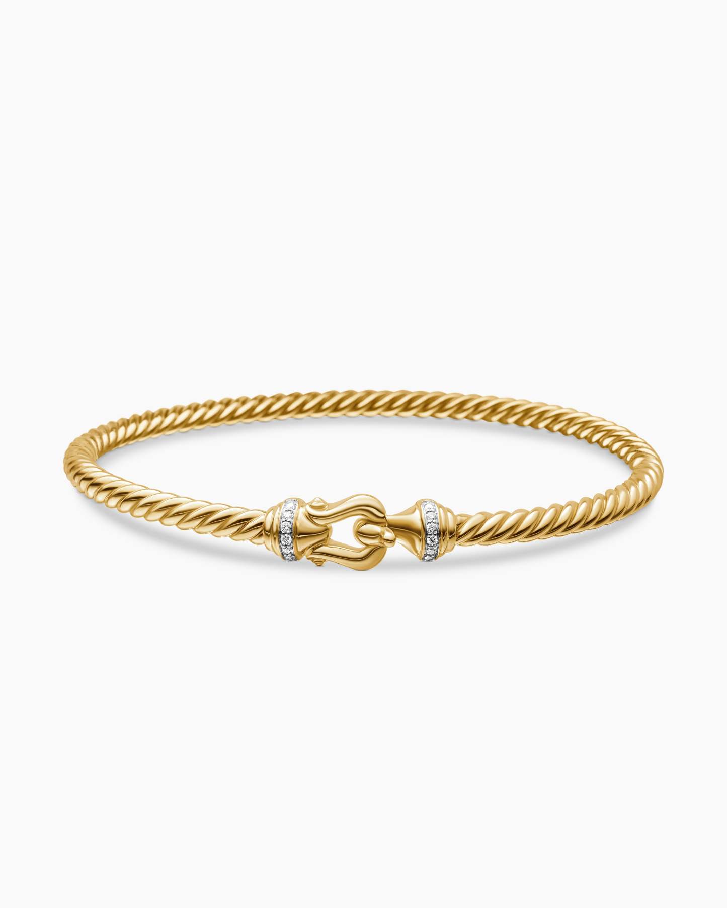 Buckle Cablespira® Bracelet 18K Yellow Gold with Diamonds, 4mm