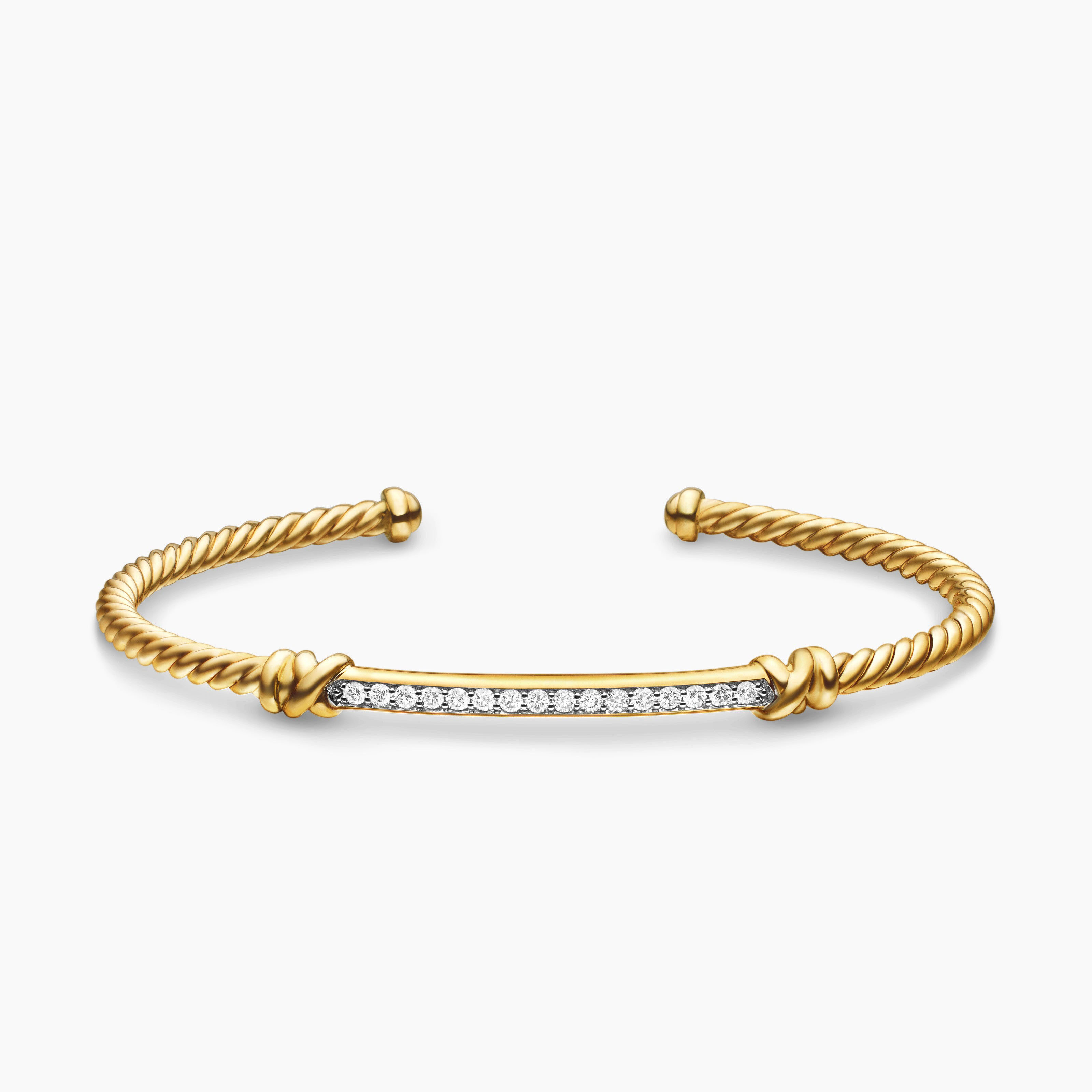 Petite Helena Cablespira® Station Bracelet 18K Yellow Gold with Diamonds, 3mm