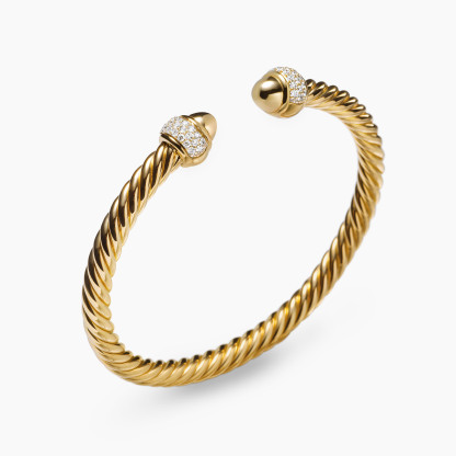 Cable Bracelet 18K Yellow Gold with Diamonds, 5mm