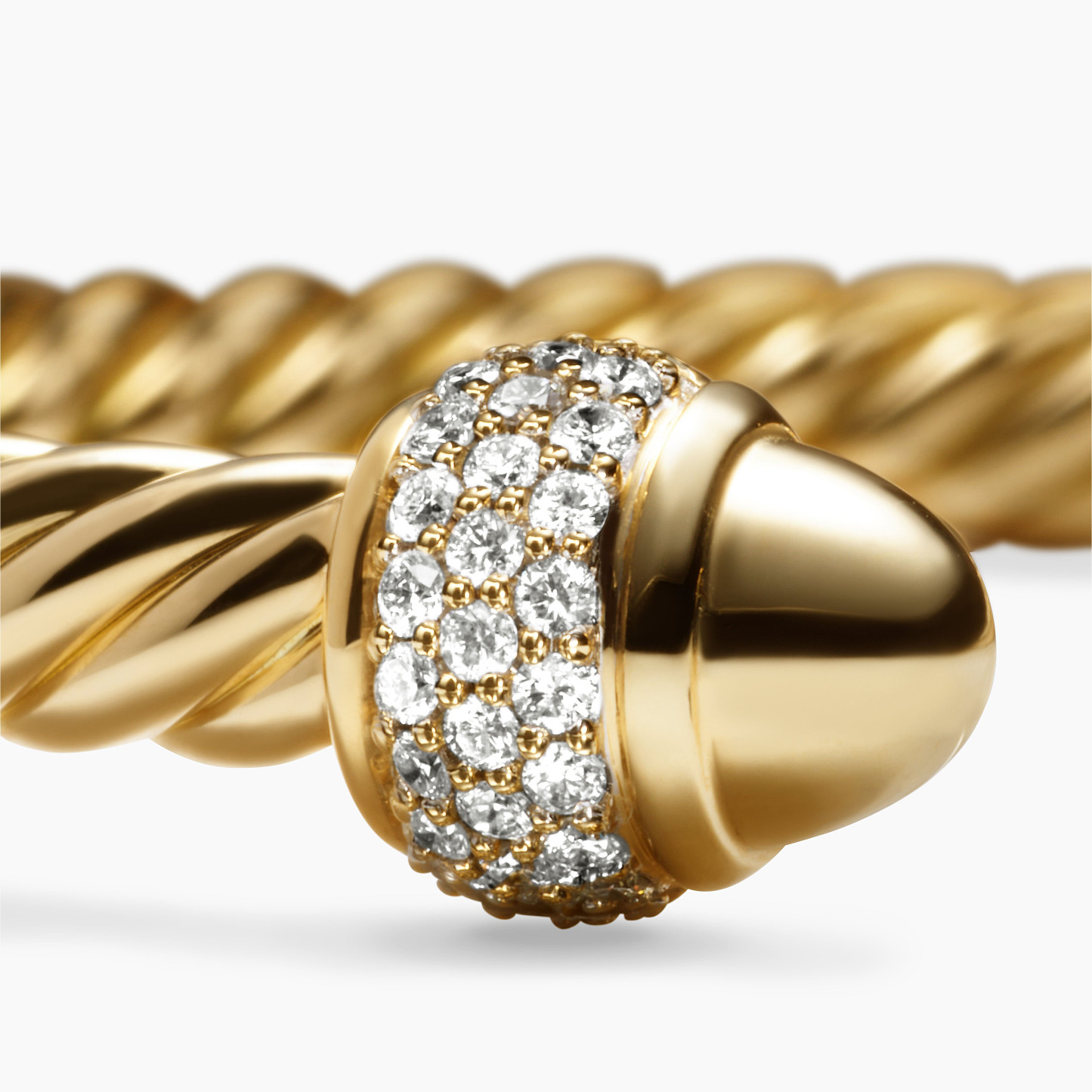 Cable Bracelet 18K Yellow Gold with Diamonds, 5mm