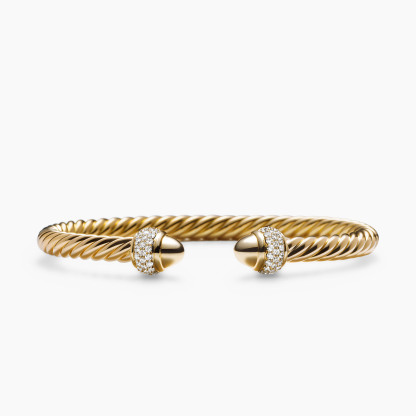 Cable Bracelet 18K Yellow Gold with Diamonds, 5mm