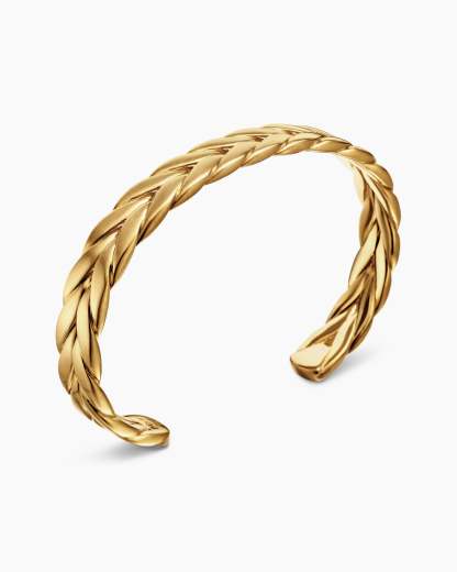 Chevron Collection for Men Chevron Cuff Bracelet 18K Yellow Gold, 9mm