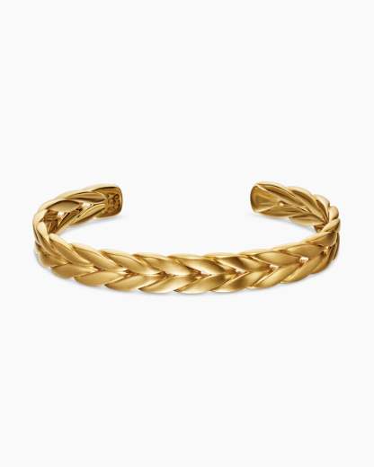 Chevron Collection for Men Chevron Cuff Bracelet 18K Yellow Gold, 9mm