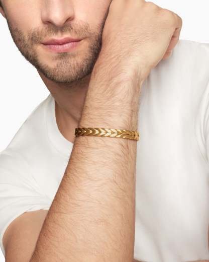 Chevron Collection for Men Chevron Cuff Bracelet 18K Yellow Gold, 9mm