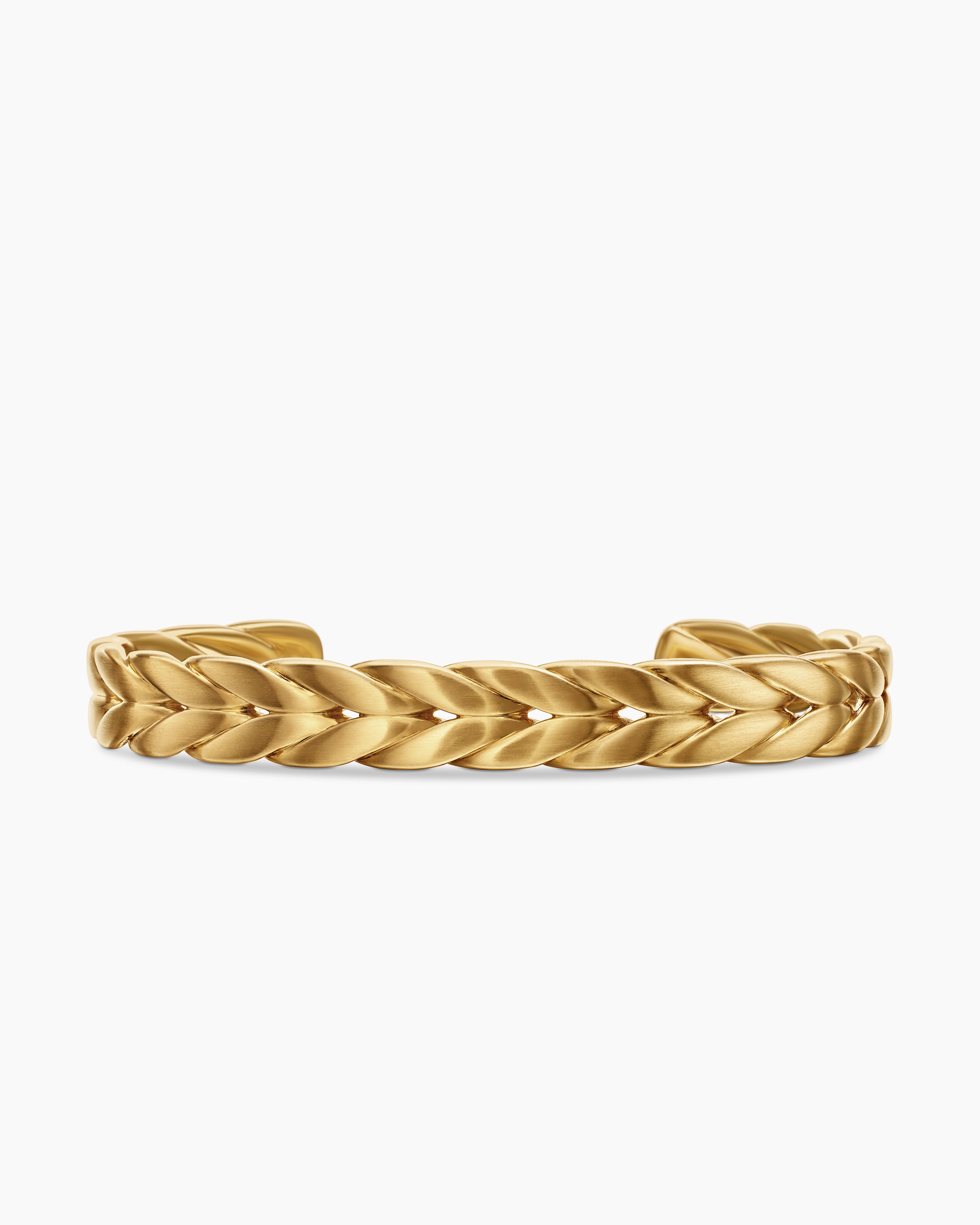Chevron Collection for Men Chevron Cuff Bracelet 18K Yellow Gold, 9mm