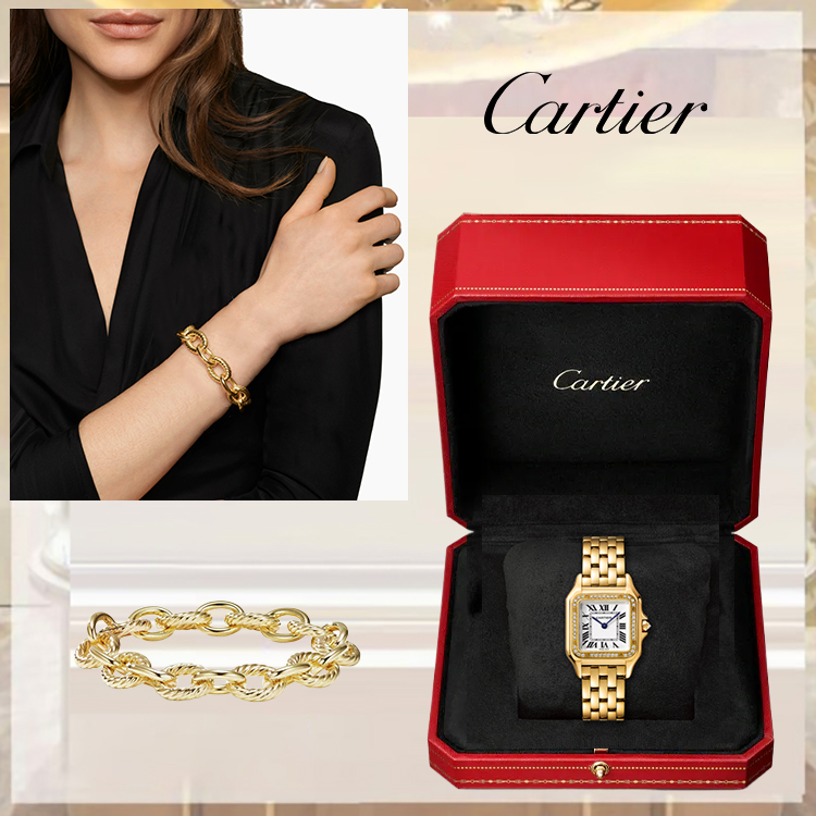 PANTHÈRE DE CARthtTIER WATCH, SMALL MODEL & OVAL LINK CHAIN BRACELET