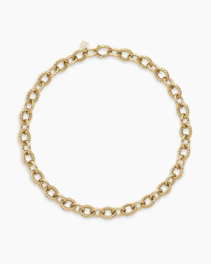 Oval Link Chain Necklace 18K Yellow Gold, 16mm