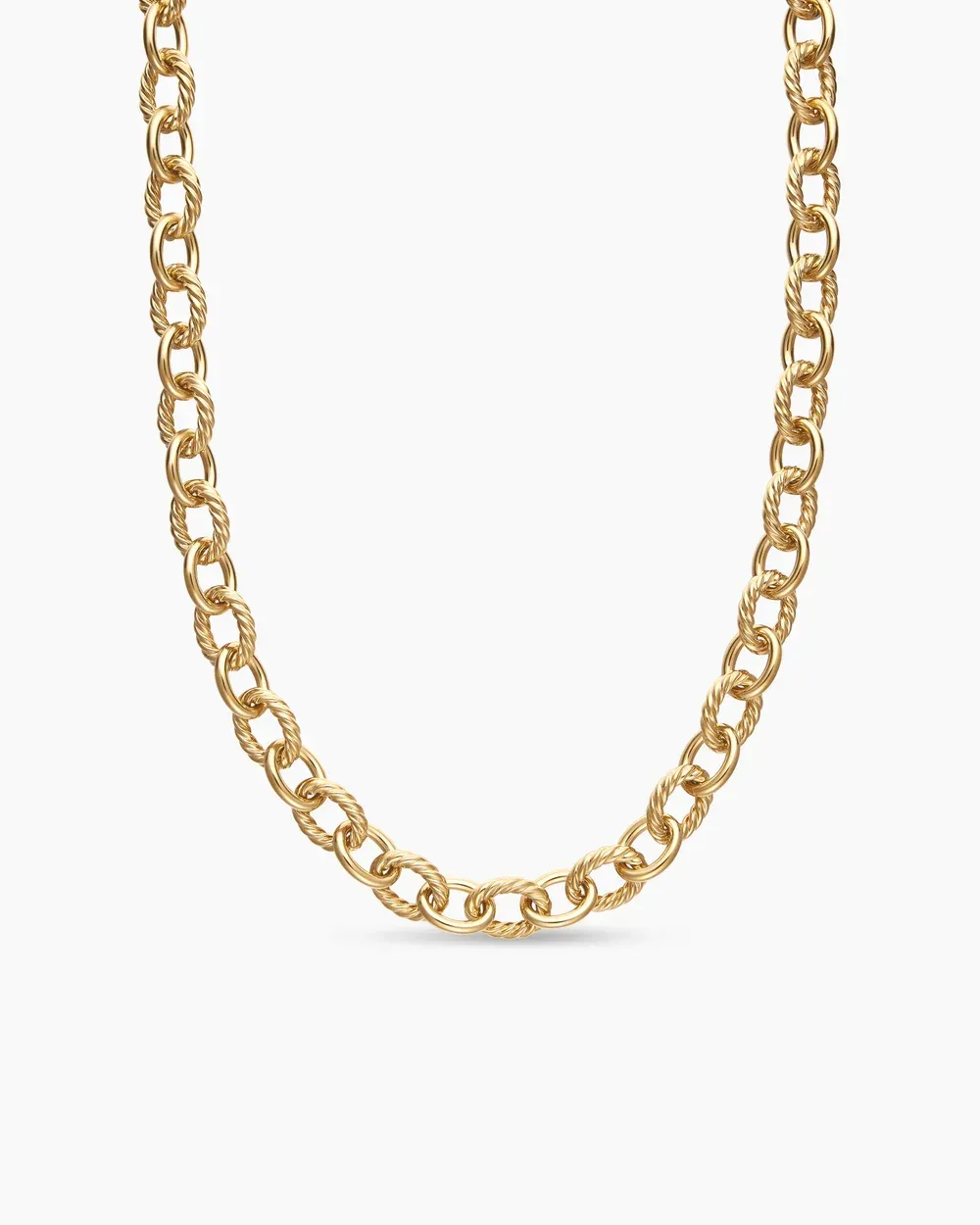 Oval Link Chain Necklace 18K Yellow Gold, 16mm