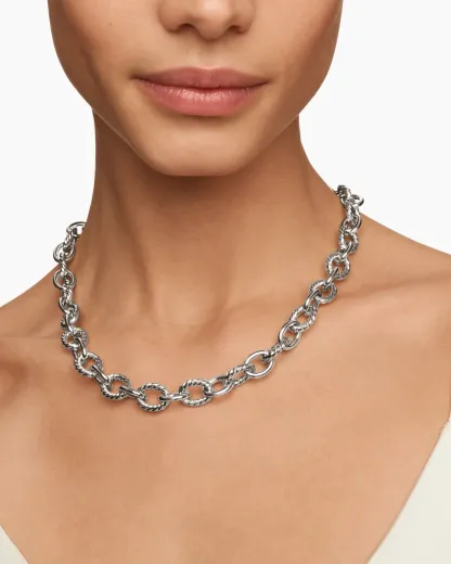 Oval Link Chain Necklace Sterling Silver, 16mm
