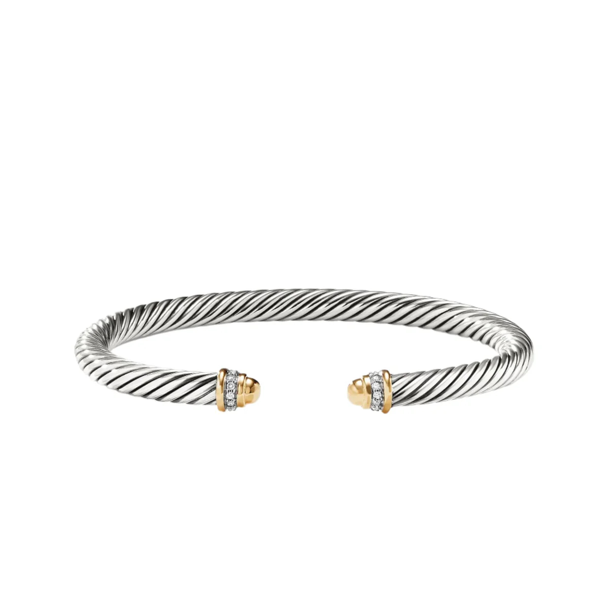 Classic Cable Bracelet Gold Domes and Diamonds 7 MM