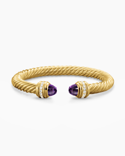 Classic Cablespira庐 Bracelet 18K Yellow Gold with Amethyst and Diamonds, 7mm