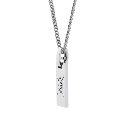 Sterling Silver Ghost Dog Tag Necklace