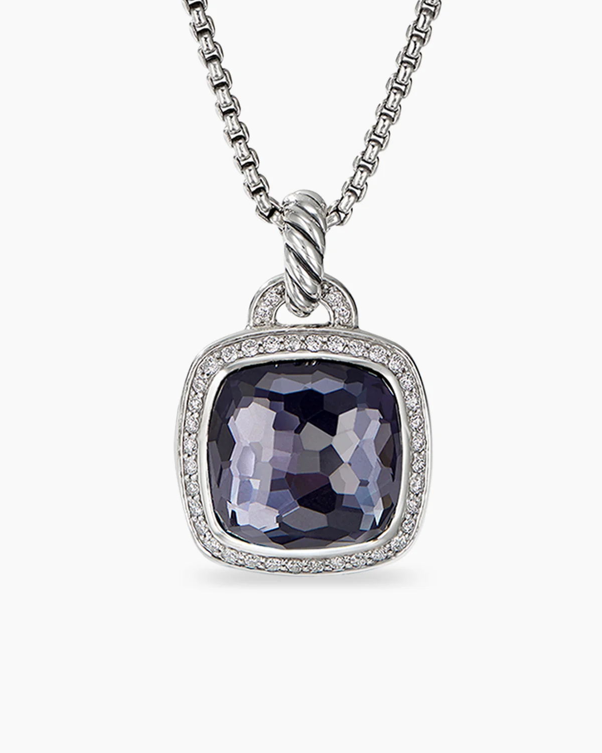 Albion庐 Pendant Sterling Silver with Black Orchid and Diamonds, 14mm