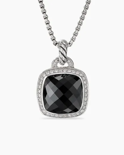 Albion® Pendant Sterling Silver with Black Onyx and Diamonds, 14mm